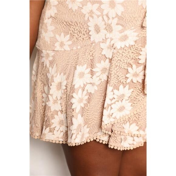 Double Take Floral Lace Pompom Detail Tie-Waist Flutter Sleeve Dress - Picture 11 of 11